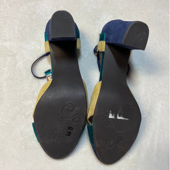 Seychelles Colorblock Suede Block Heel T-Strap Pumps 8.5 - Picture 2 of 4